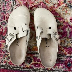 White Birkenstock clogs
